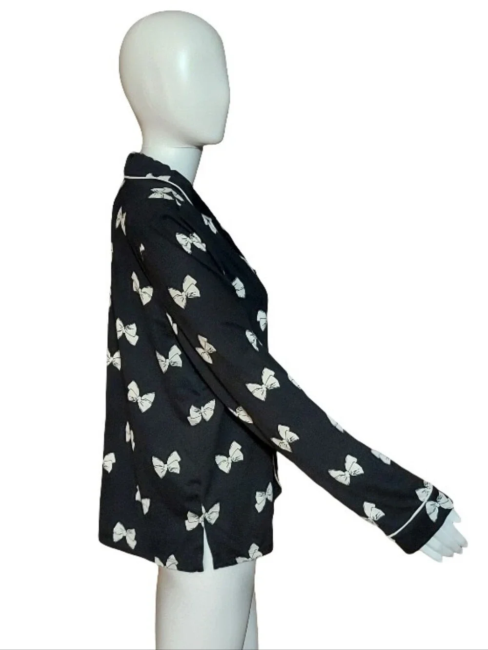 Kate Spade Bow Print Button Down Long Sleeve Pajama Top